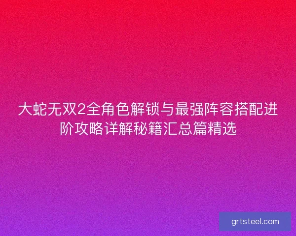 大蛇无双2全角色解锁与最强阵容搭配进阶攻略详解秘籍汇总篇精选